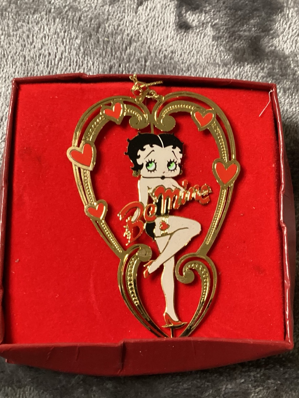 Vintage 2000 Betty Boop Gold-Tone Heart Frame Christmas Ornament